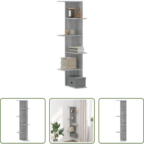 Scaffale in legno -  Scaffale Angolare Muro Grigio Sonoma 36,5x36,5x140 cm Legno