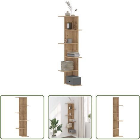 Scaffale in legno -  Scaffale Angolare Muro Rovere Artigianale 36,5x36,5x140cm Legno