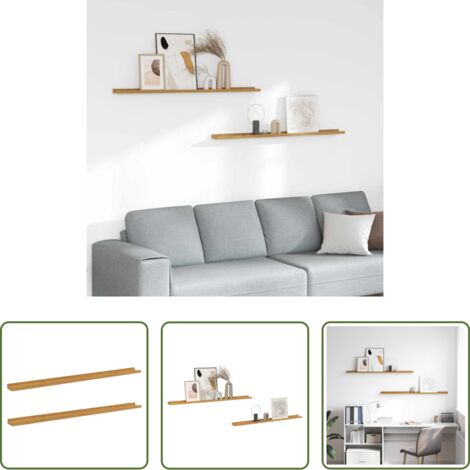 Scaffale in legno -  Scaffale da parete 2 pcs Beige 115 x 9 x 3 cm Legno multistrato