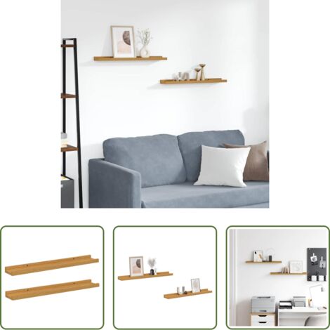 Scaffale in legno -  Scaffale da parete 2 pcs Beige 60 x 9 x 3 cm Legno multistrato
