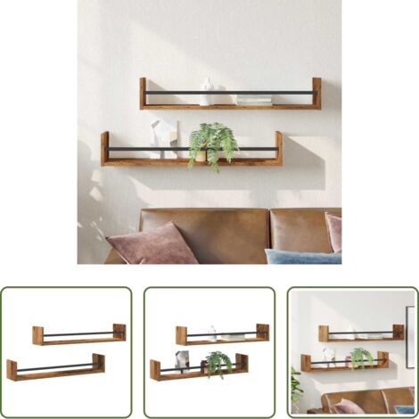 Scaffale in legno -  Scaffale da parete 2 pcs Legno vecchio 80 x 16 x 14 cm