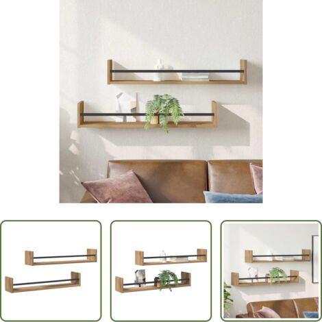 Scaffale in legno -  Scaffale da parete 2 pcs Rovere artigianale 80 x 16 x 14 cm