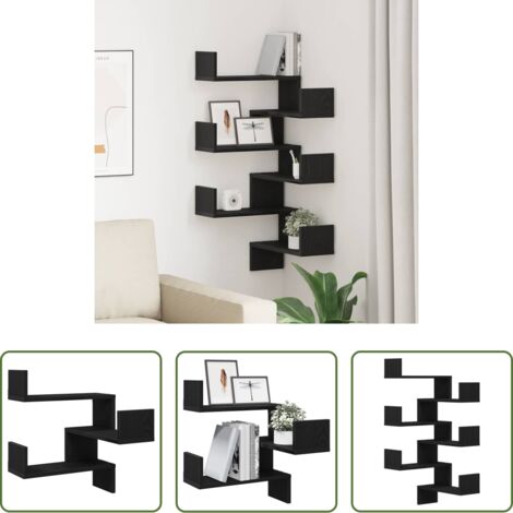 Scaffale in legno -  Scaffale da parete 2 pcs Rovere Nero 40 x 40 x 49,5 cm
