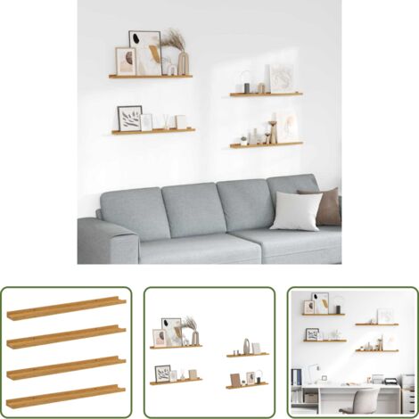Scaffale in legno -  Scaffale da parete 4 pcs Beige 80 x 9 x 3 cm Legno multistrato
