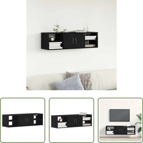Scaffale in legno -  Scaffale da parete con lo scaffale Rovere Nero 102 x 30 x 29 cm