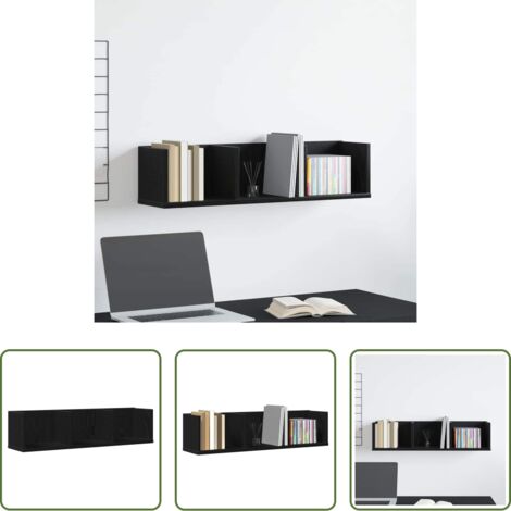 Scaffale in legno -  Scaffale da parete con lo scaffale Rovere Nero 75 x 18 x 18 cm