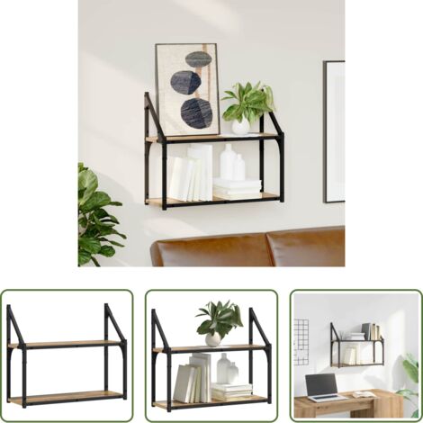 Scaffale in legno -  Scaffale da parete rovere artigianale 60 x 21 x 51 cm