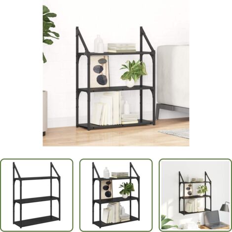 Scaffale in legno -  Scaffale da parete Rovere Nero 60 x 21 x 78,5 cm