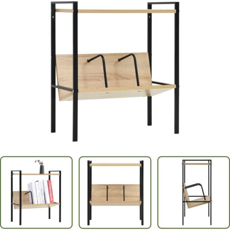 Scaffale in legno - Scaffale Libri 2 Ripiani Nero e Rovere 52x28x59 cm Multistrato
