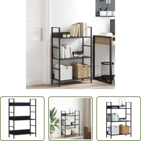 Scaffale in legno -  Scaffale Libri 3 Ripiani Nero 60x27,6x90,5 cm Legno Multistrato