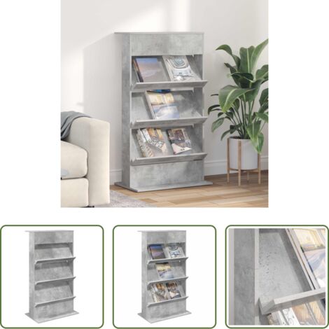 Scaffale in legno -  Scaffale per riviste Grigio cemento 70 x 41 x 126 cm