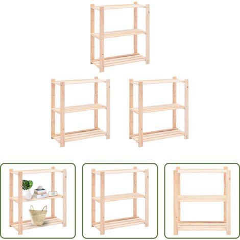 Scaffale in legno -  Scaffali a 3 Livelli 3 pz 80x38x90 cm Massello Pino 150 kg