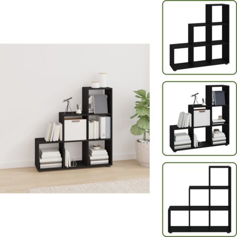 Scaffale in legno - vidaXL Libreria a Scala Nera 107 cm in Legno Multistrato - Libreria nera