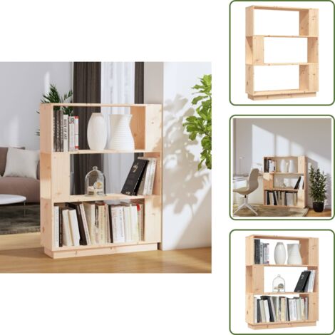 Scaffale in legno - vidaXL Libreria/Divisorio 80x25x101 cm in Legno Massello di Pino - Libreria decorativa