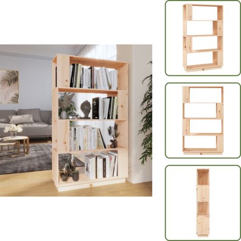 Scaffale in legno - vidaXL Libreria/Divisorio 80x25x132 cm in Legno Massello di Pino - Libreria decorativa
