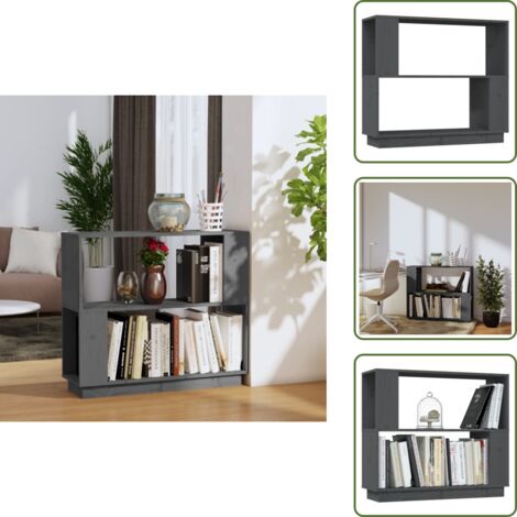 Scaffale in legno - vidaXL Libreria/Divisorio Grigio 80x25x70 cm in Legno Massello di Pino -