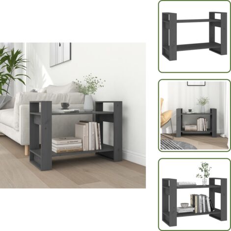 Scaffale in legno - vidaXL Libreria/Divisorio Grigio 80x35x56,5 cm Legno Massello di Pino - Libreria con supporto a parete