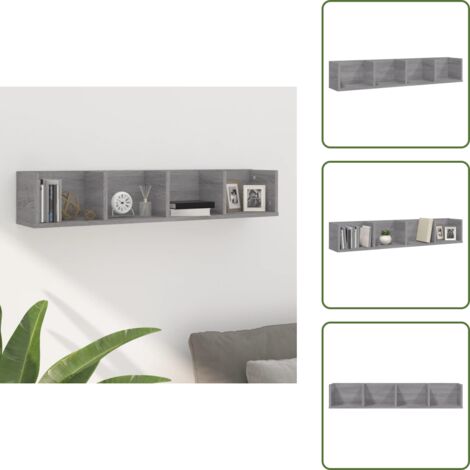 Scaffale in legno - vidaXL Mensola a Muro CD Grigio Sonoma 100x18x18 cm Legno Multistrato - Scaffale per cd