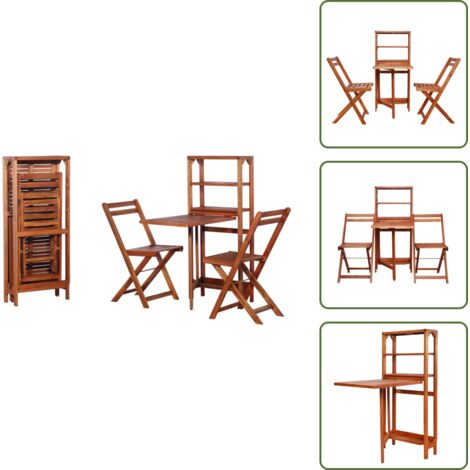 Scaffale in legno - vidaXL Set da Bistrot 3 pz Pieghevole in Legno Massello di Acacia - Bistrò esterno