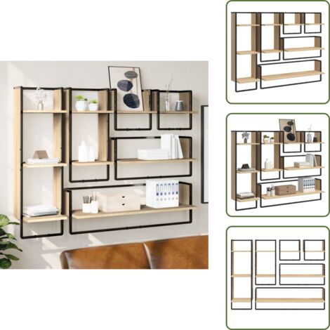 Scaffale in legno - vidaXL Set Mensole Parete con Aste 6pz Rovere Sonoma Legno Multistrato - Mensole a muro
