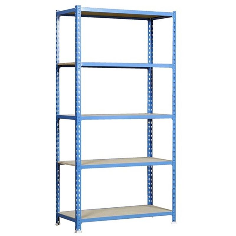 SimonRack Scaffale Portaoggetti, 2000x1000x400 mm, 5 Ripiani in Legno, Portata 150 kg per Ripiano, Scaffale da Garage, Blu/Legno – Maderclick