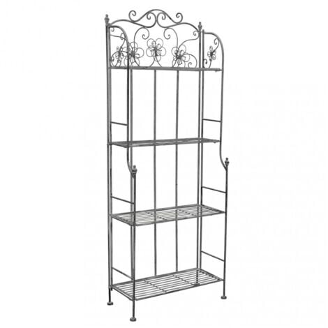 Scaffale in Metallo Antico 4 Ripiani Verniciato Bianco 60x31x158 cm