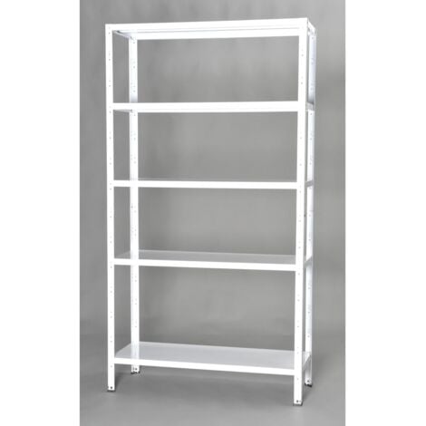 scaffale in metallo bianco in kit con 5 ripiani, 100x40x186 cm - grima