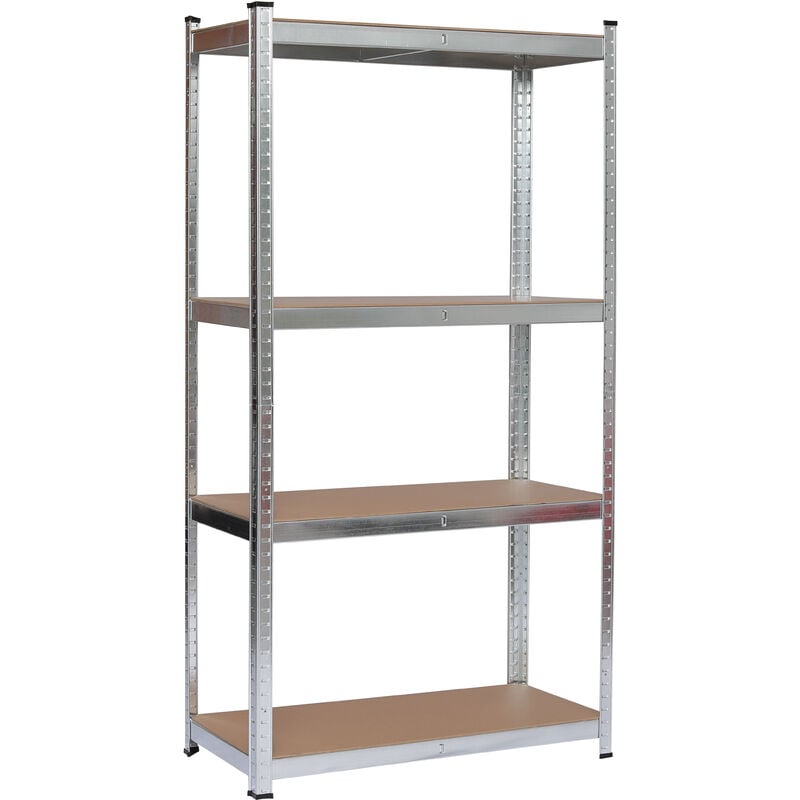 Tagère 4 étagères en métal et mdf Dimensions : h 160 l 120 p 40 cm Capacité de charge : 150 kg par étagère, assemblage par encliquetage