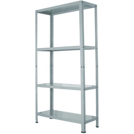 scaffale in metallo grigio in kit con 4 ripiani, 75x30x145 cm - grima