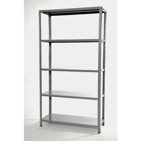 scaffale in metallo grigio in kit con 5 ripiani, 96x30x185 cm - grima