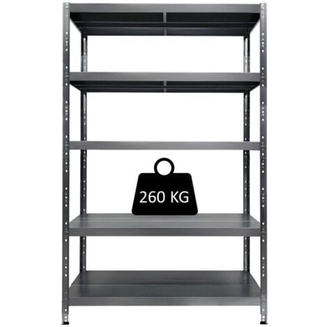 scaffale in metallo grima "maciste" 5 ripiani con sistema ad incastro e portata 1300 kg, 100x40x195 cm