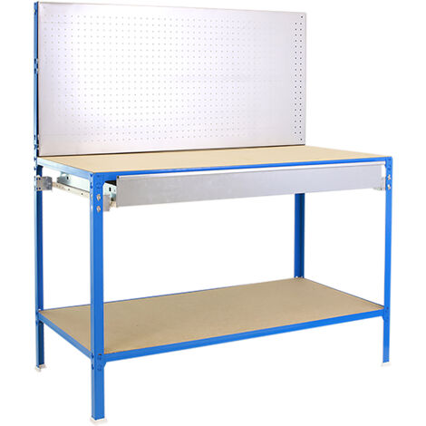 Scaffale in metallo Simon Rack senza viti colore blu/galvanizzato/legno 2 ripiani 1445x1210x610 mm Made in Spain
