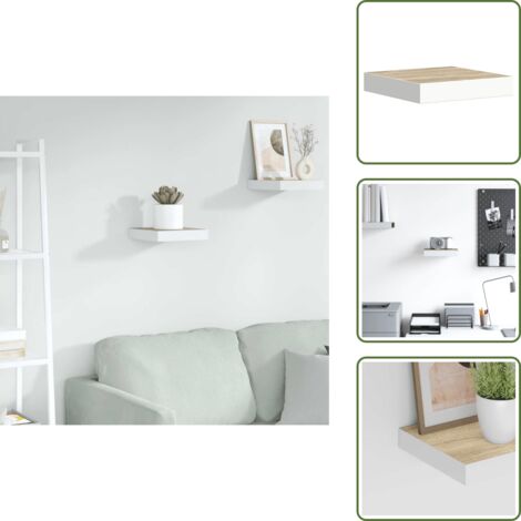 Scaffale in metallo - vidaXL Scaffale a Parete Rovere e Bianco 23x23,5x3,8 cm in MDF - Scaffale per collezioni