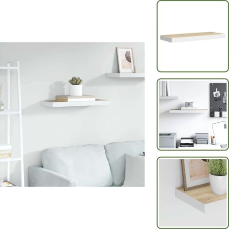 Scaffale in metallo - vidaXL Scaffale a Parete Rovere e Bianco 60x23,5x3,8 cm in MDF - Scaffale per collezioni