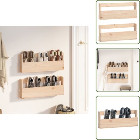 Scaffale in pino - vidaXL Scarpiere a Parete 2 pz 59x9x23 cm Legno Massello di Pino -