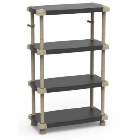 Scaffale in plastica con 4 ripiani 150x88x43 cm 86084-nero