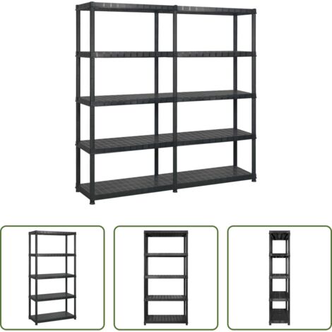 Scaffale in plastica -  Scaffale a 5 Ripiani Nero 170x40x185 cm in Plastica
