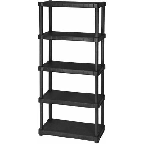Scaffale in resina con 5 ripiani 80x30xh188 cm - nero OCEANO50