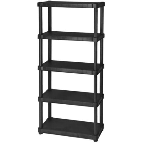 IDROWEB scaffale 5 ripiani in polipropilene "oceano" nero portata 220 kg 80x30x188 cm