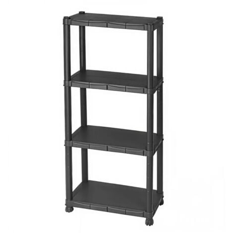 IDROWEB scaffale 4 ripiani in polipropilene "iperione" nero portata 100 kg 60x30x143 cm