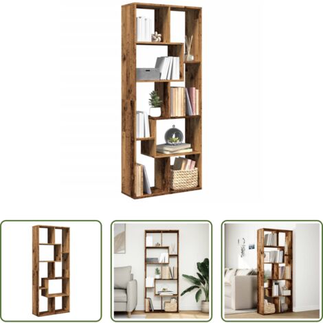 Scaffale in truciolato -  Libreria Divisorio Legno Antico 67x25x161,5 cm in Truciolato