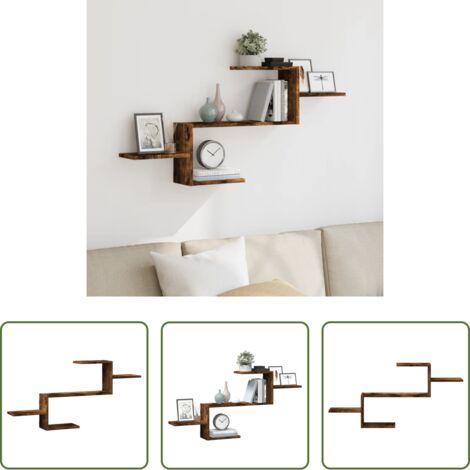 Scaffale in truciolato -  Scaffale a Muro Rovere Fumo 104x15x49 cm in Truciolato