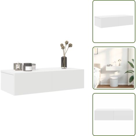 Scaffale in truciolato - vidaXL Scaffale a Parete con Cassetti Bianco 60x26,5x15 cm Truciolato - Scaffale decorativo