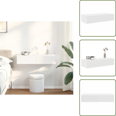 Scaffale in truciolato - vidaXL Scaffale a Parete con Cassetti Bianco 80x33x17 cm in Truciolato - Scaffale decorativo