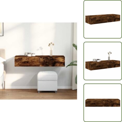 Scaffale in truciolato - vidaXL Scaffale a Parete con Cassetti Fumo 100x36x19 cm in Truciolato - Scaffale fumo