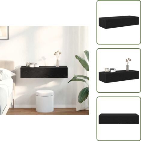 Scaffale in truciolato - vidaXL Scaffale a Parete con Cassetti Nero 80x33x17 cm in Truciolato - Scaffale nero