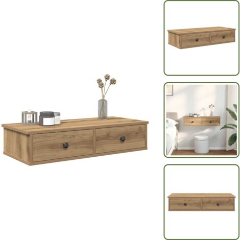 Scaffale in truciolato - vidaXL Scaffale a Parete con Cassetti Rovere 80x31x17 cm in Truciolato - Scaffale rovere
