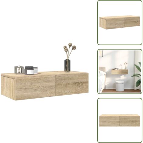 Scaffale in truciolato - vidaXL Scaffale a Parete con Cassetti Sonoma 60x26,5x15 cm Truciolato - Scaffale decorativo