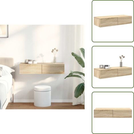 Scaffale in truciolato - vidaXL Scaffale a Parete con Cassetti Sonoma 80x33x17 cm in Truciolato - Scaffale decorativo