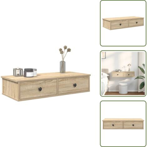 Scaffale in truciolato - vidaXL Scaffale a Parete con Cassetti Sonoma 80x34x17 cm in Truciolato - Scaffale decorativo